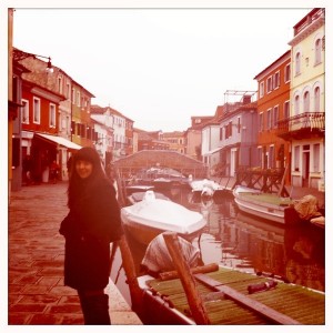 Looking at houses on the island of Burano in Venice, Italy